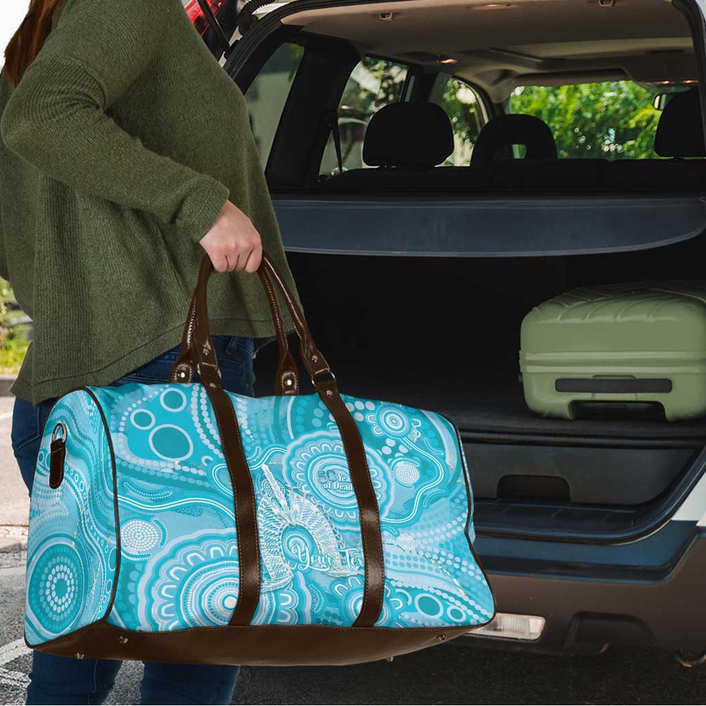 50 Years Deadly NAIDOC Week 2026 Personalised Travel Bag Dhari Blue Indigenous Art