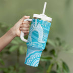 50 Years Deadly NAIDOC Week 2026 Personalised Tumbler With Handle Dhari Blue Indigenous Art