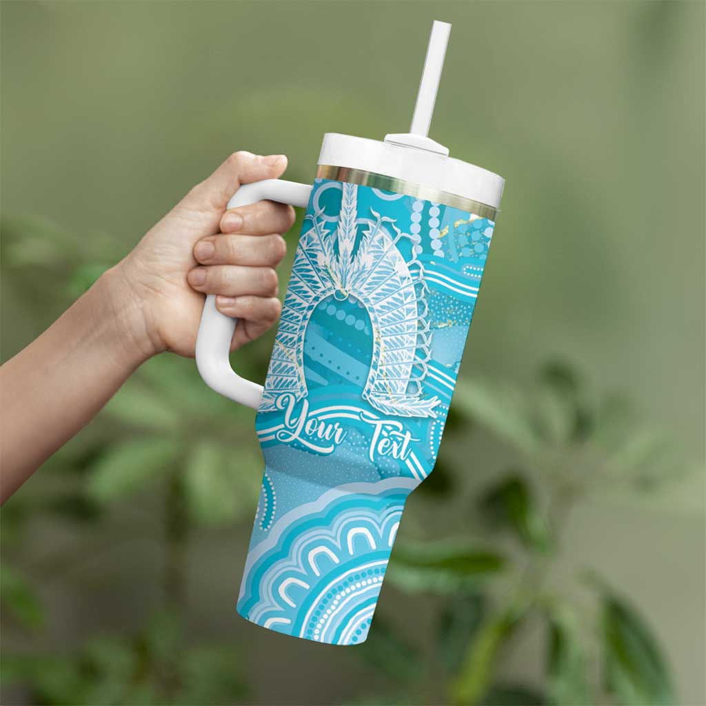 50 Years Deadly NAIDOC Week 2026 Personalised Tumbler With Handle Dhari Blue Indigenous Art