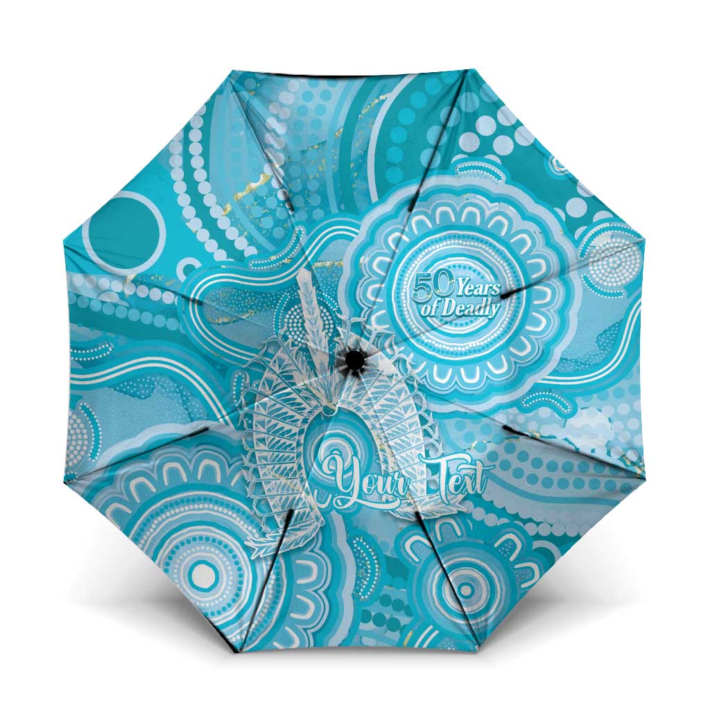 50 Years Deadly NAIDOC Week 2026 Personalised Umbrella Dhari Blue Indigenous Art
