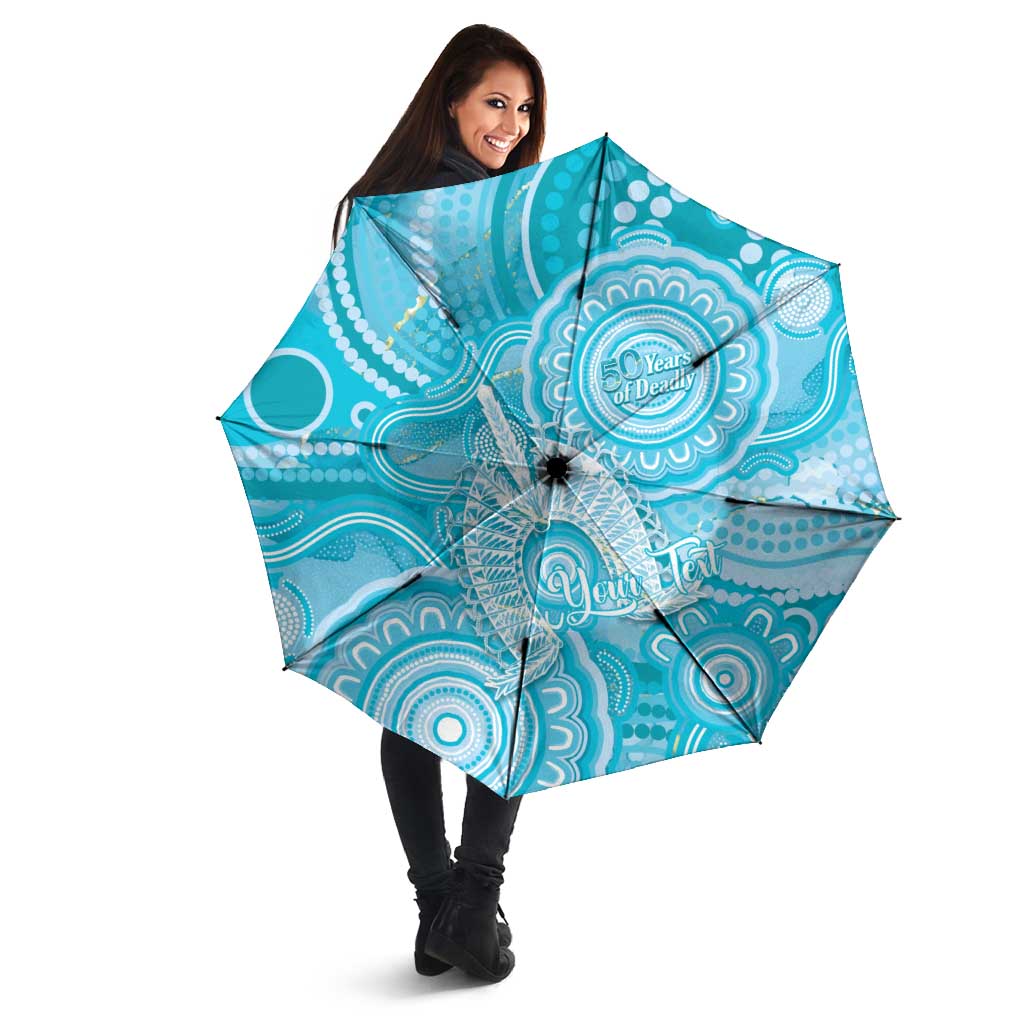 50 Years Deadly NAIDOC Week 2026 Personalised Umbrella Dhari Blue Indigenous Art