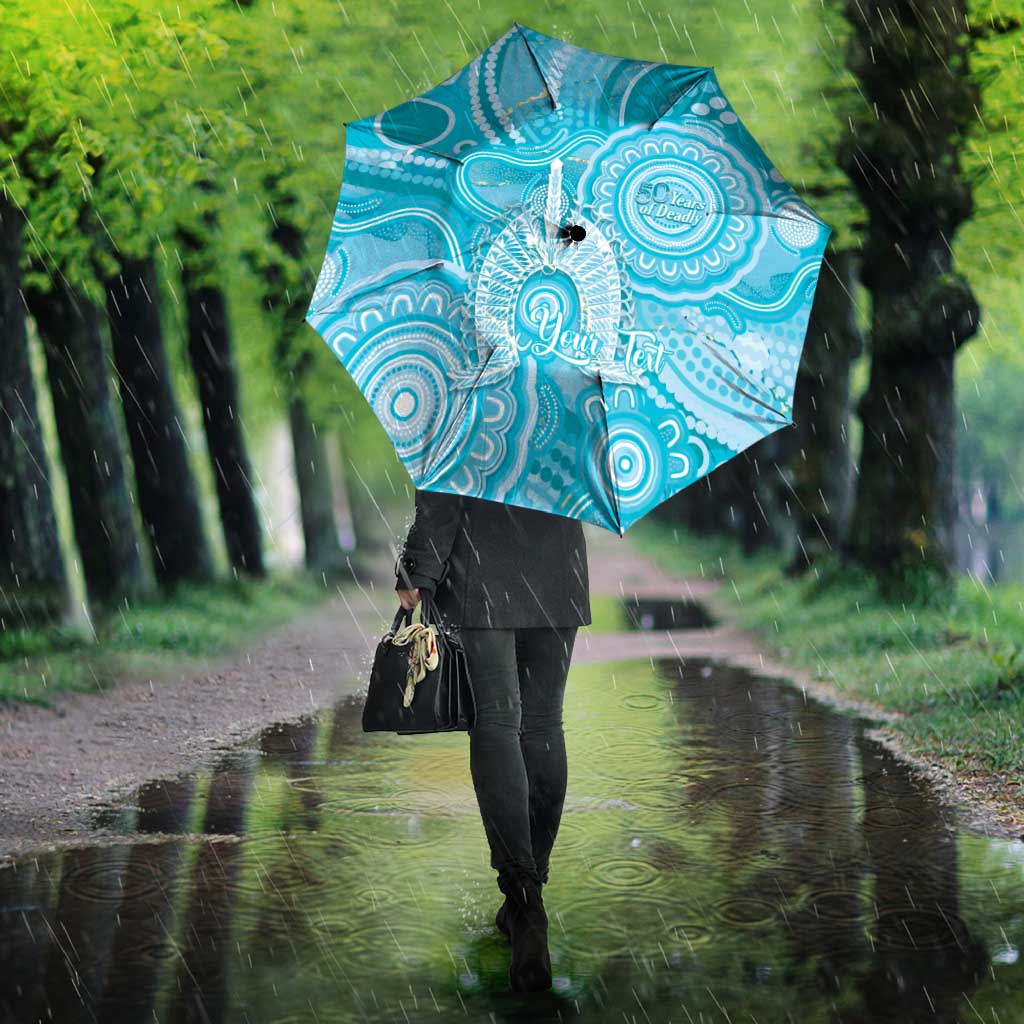 50 Years Deadly NAIDOC Week 2026 Personalised Umbrella Dhari Blue Indigenous Art
