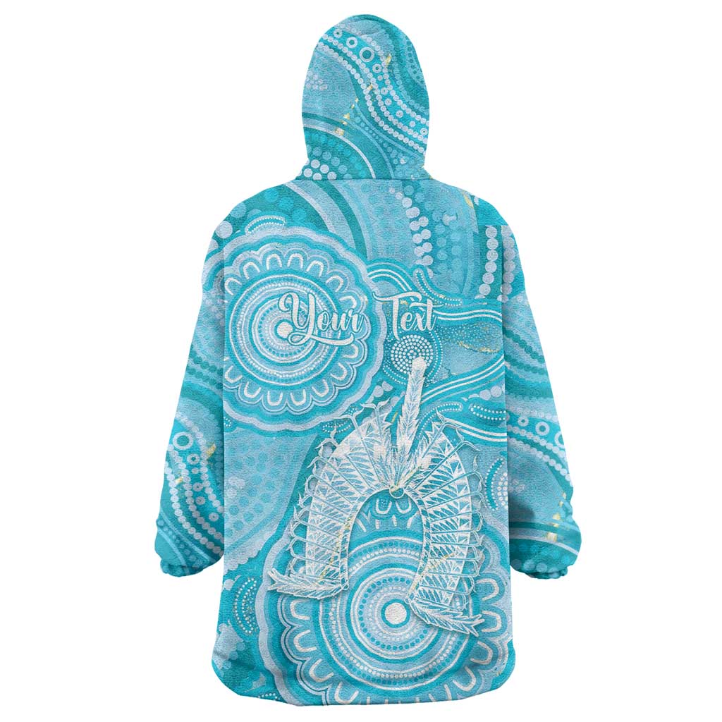 50 Years Deadly NAIDOC Week 2026 Personalised Wearable Blanket Hoodie Dhari Blue Indigenous Art