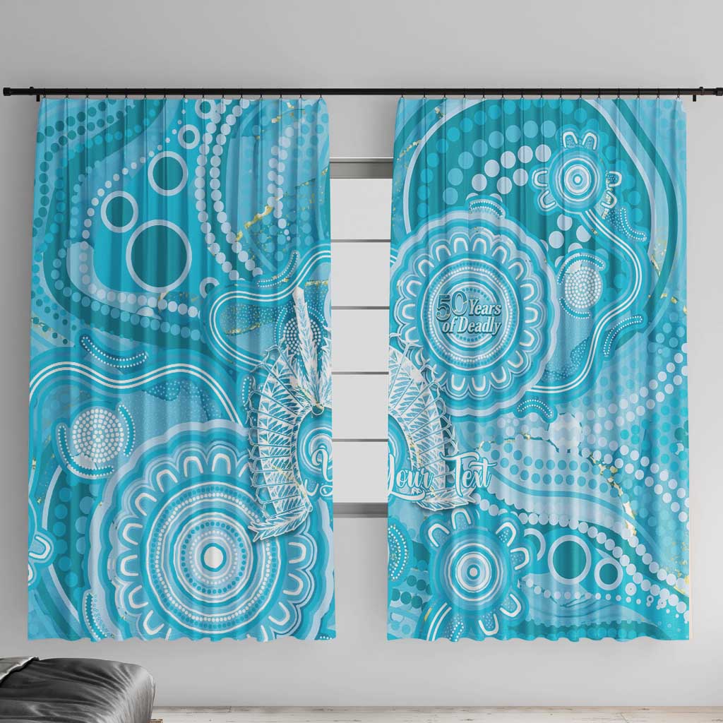 50 Years Deadly NAIDOC Week 2026 Personalised Window Curtain Dhari Blue Indigenous Art