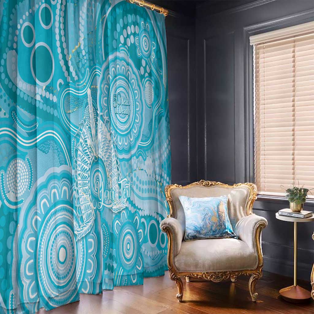 50 Years Deadly NAIDOC Week 2026 Personalised Window Curtain Dhari Blue Indigenous Art