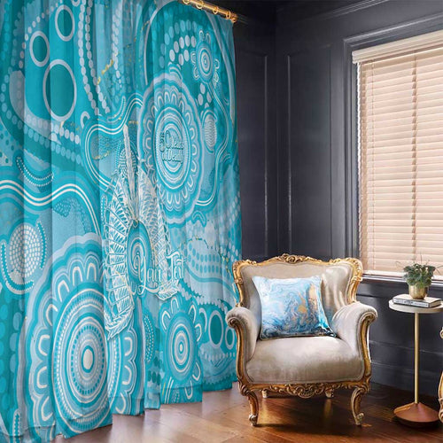 50 Years Deadly NAIDOC Week 2026 Personalised Window Curtain Dhari Blue Indigenous Art