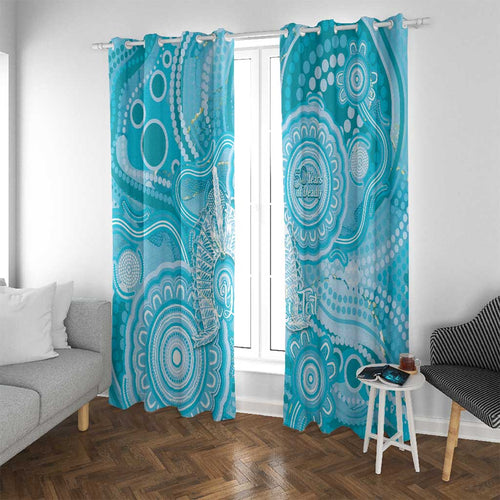 50 Years Deadly NAIDOC Week 2026 Personalised Window Curtain Dhari Blue Indigenous Art
