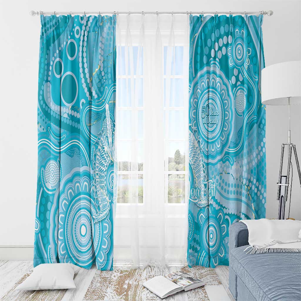 50 Years Deadly NAIDOC Week 2026 Personalised Window Curtain Dhari Blue Indigenous Art