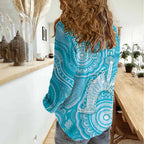 50 Years Deadly NAIDOC Week 2026 Personalised Women Casual Shirt Dhari Blue Indigenous Art
