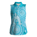 50 Years Deadly NAIDOC Week 2026 Personalised Women Sleeveless Polo Shirt Dhari Blue Indigenous Art