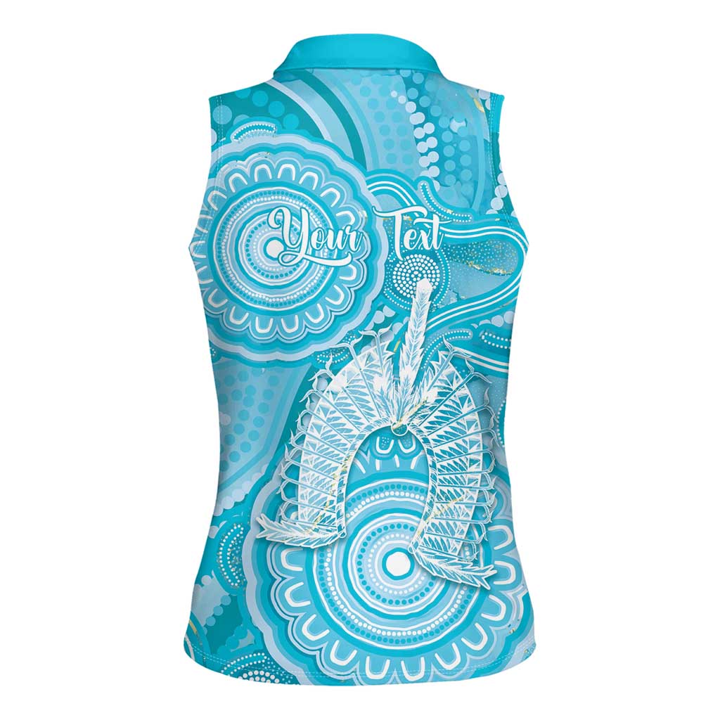 50 Years Deadly NAIDOC Week 2026 Personalised Women Sleeveless Polo Shirt Dhari Blue Indigenous Art