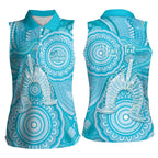 50 Years Deadly NAIDOC Week 2026 Personalised Women Sleeveless Polo Shirt Dhari Blue Indigenous Art
