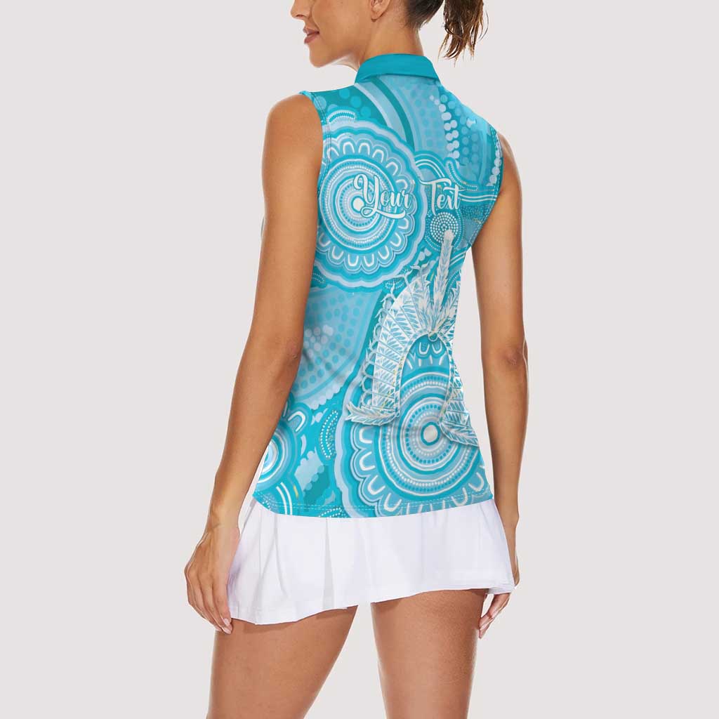 50 Years Deadly NAIDOC Week 2026 Personalised Women Sleeveless Polo Shirt Dhari Blue Indigenous Art