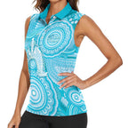 50 Years Deadly NAIDOC Week 2026 Personalised Women Sleeveless Polo Shirt Dhari Blue Indigenous Art