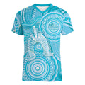 50 Years Deadly NAIDOC Week 2026 Personalised Women V-Neck T-Shirt Dhari Blue Indigenous Art