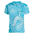50 Years Deadly NAIDOC Week 2026 Personalised Women V-Neck T-Shirt Dhari Blue Indigenous Art
