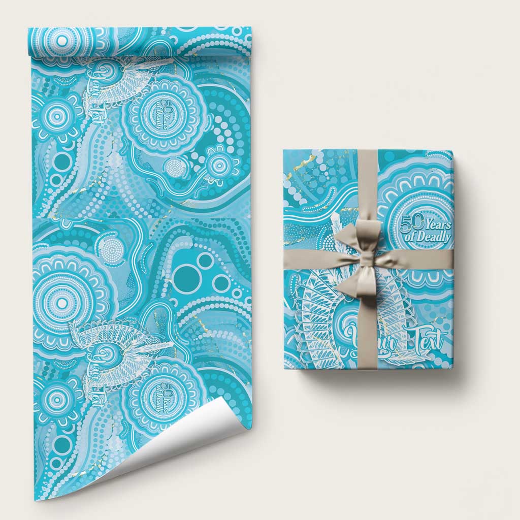 50 Years Deadly NAIDOC Week 2026 Personalised Wrapping Paper Dhari Blue Indigenous Art