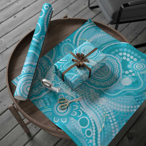 50 Years Deadly NAIDOC Week 2026 Personalised Wrapping Paper Dhari Blue Indigenous Art