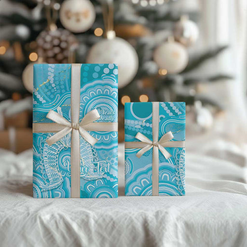50 Years Deadly NAIDOC Week 2026 Personalised Wrapping Paper Dhari Blue Indigenous Art