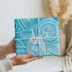 50 Years Deadly NAIDOC Week 2026 Personalised Wrapping Paper Dhari Blue Indigenous Art