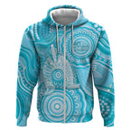50 Years Deadly NAIDOC Week 2026 Personalised Zip Hoodie Dhari Blue Indigenous Art
