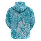 50 Years Deadly NAIDOC Week 2026 Personalised Zip Hoodie Dhari Blue Indigenous Art