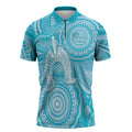 50 Years Deadly NAIDOC Week 2026 Personalised Zipper Polo Shirt Dhari Blue Indigenous Art