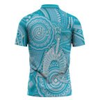50 Years Deadly NAIDOC Week 2026 Personalised Zipper Polo Shirt Dhari Blue Indigenous Art
