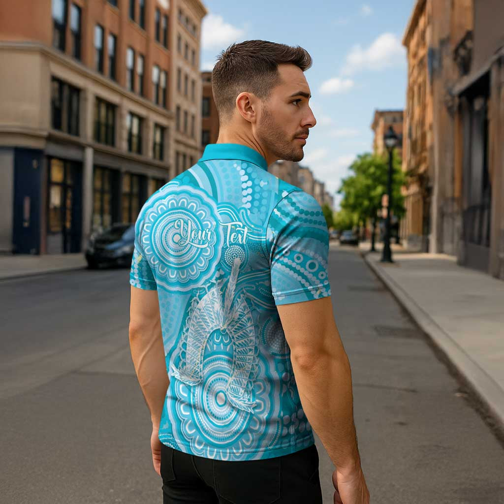 50 Years Deadly NAIDOC Week 2026 Personalised Zipper Polo Shirt Dhari Blue Indigenous Art