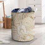 50 Years Deadly NAIDOC Week 2026 Personalised Laundry Basket Dhari Beige Indigenous Art