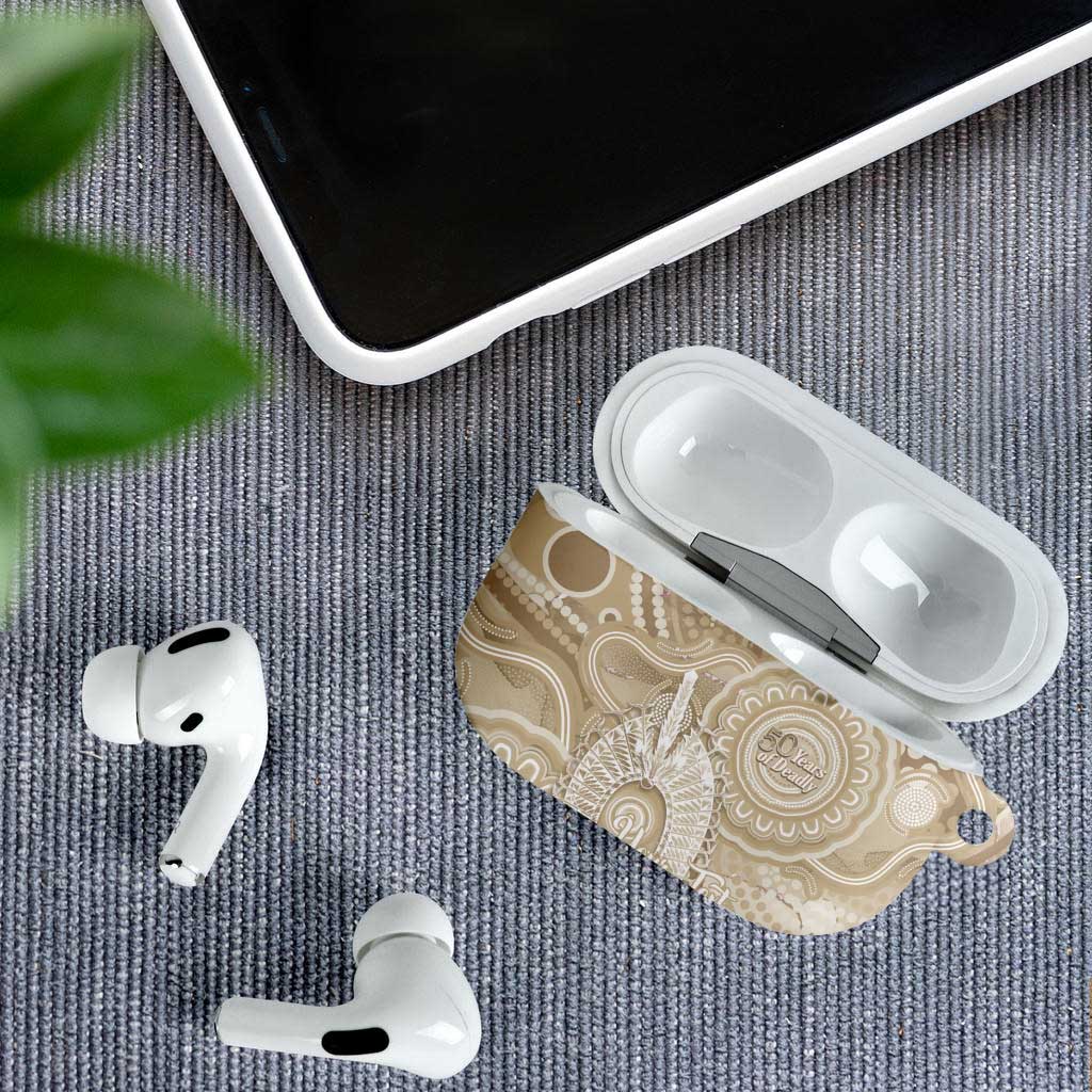 50 Years Deadly NAIDOC Week 2026 Personalised AirPods Case Dhari Beige Indigenous Art
