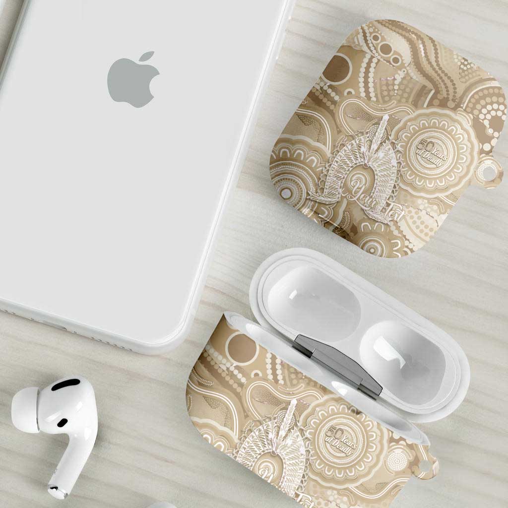 50 Years Deadly NAIDOC Week 2026 Personalised AirPods Case Dhari Beige Indigenous Art