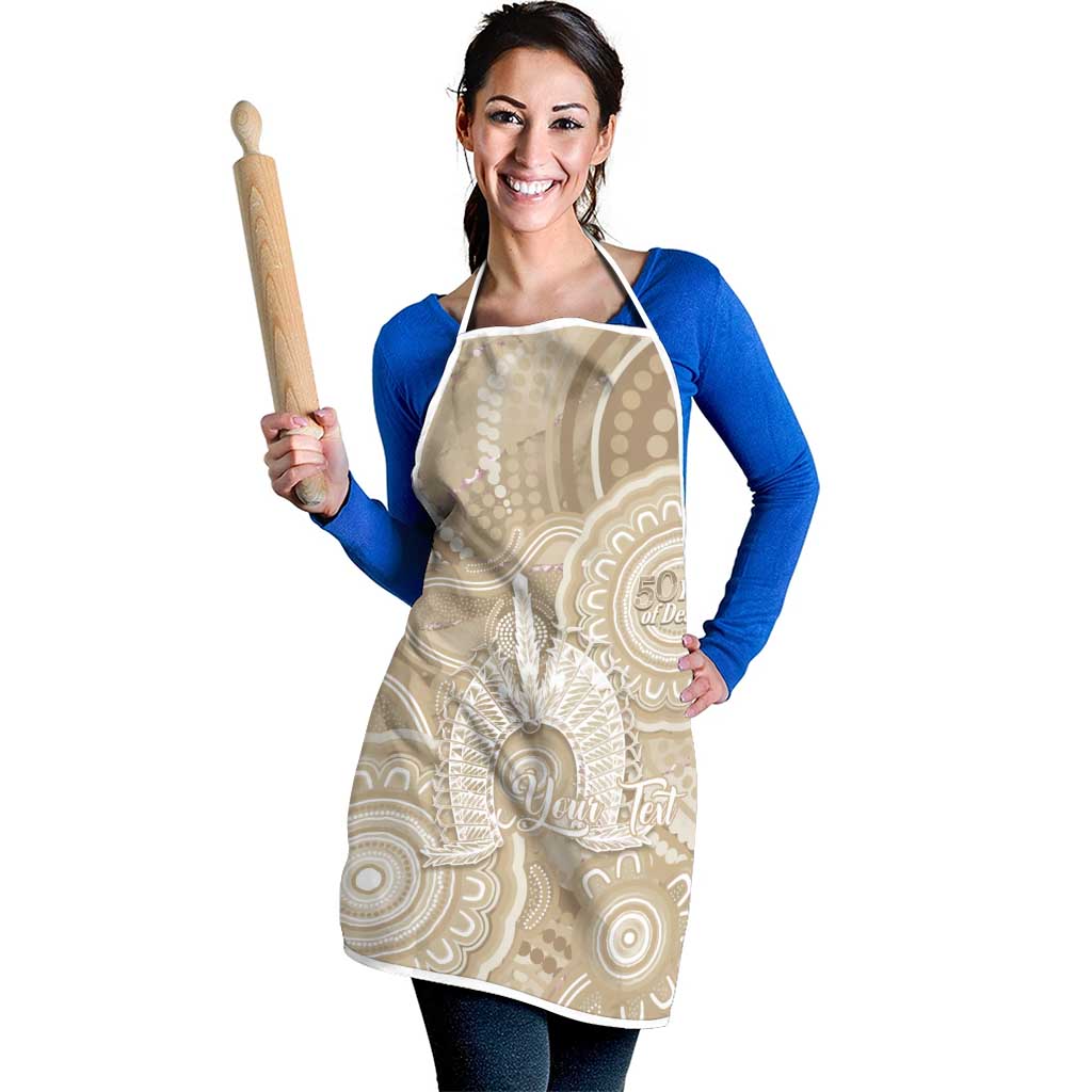 50 Years Deadly NAIDOC Week 2026 Personalised Apron Dhari Beige Indigenous Art
