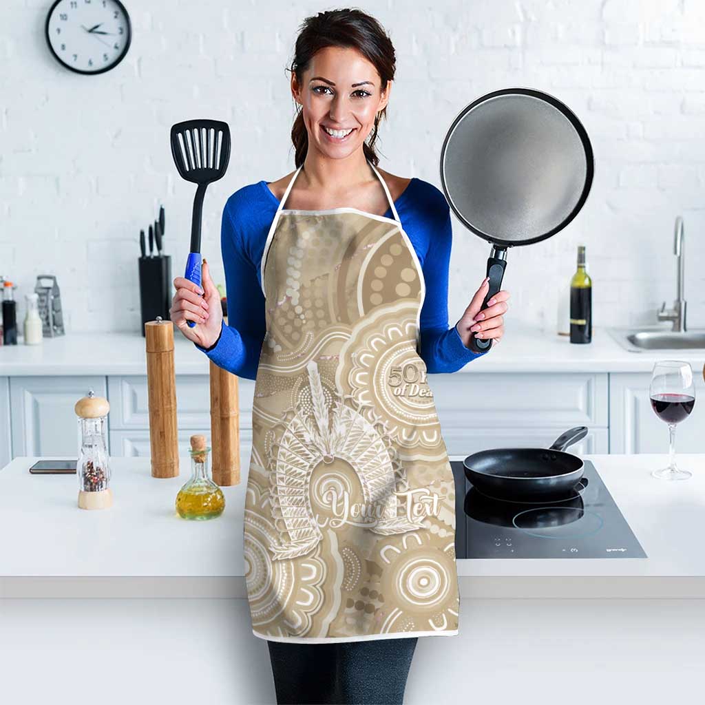 50 Years Deadly NAIDOC Week 2026 Personalised Apron Dhari Beige Indigenous Art