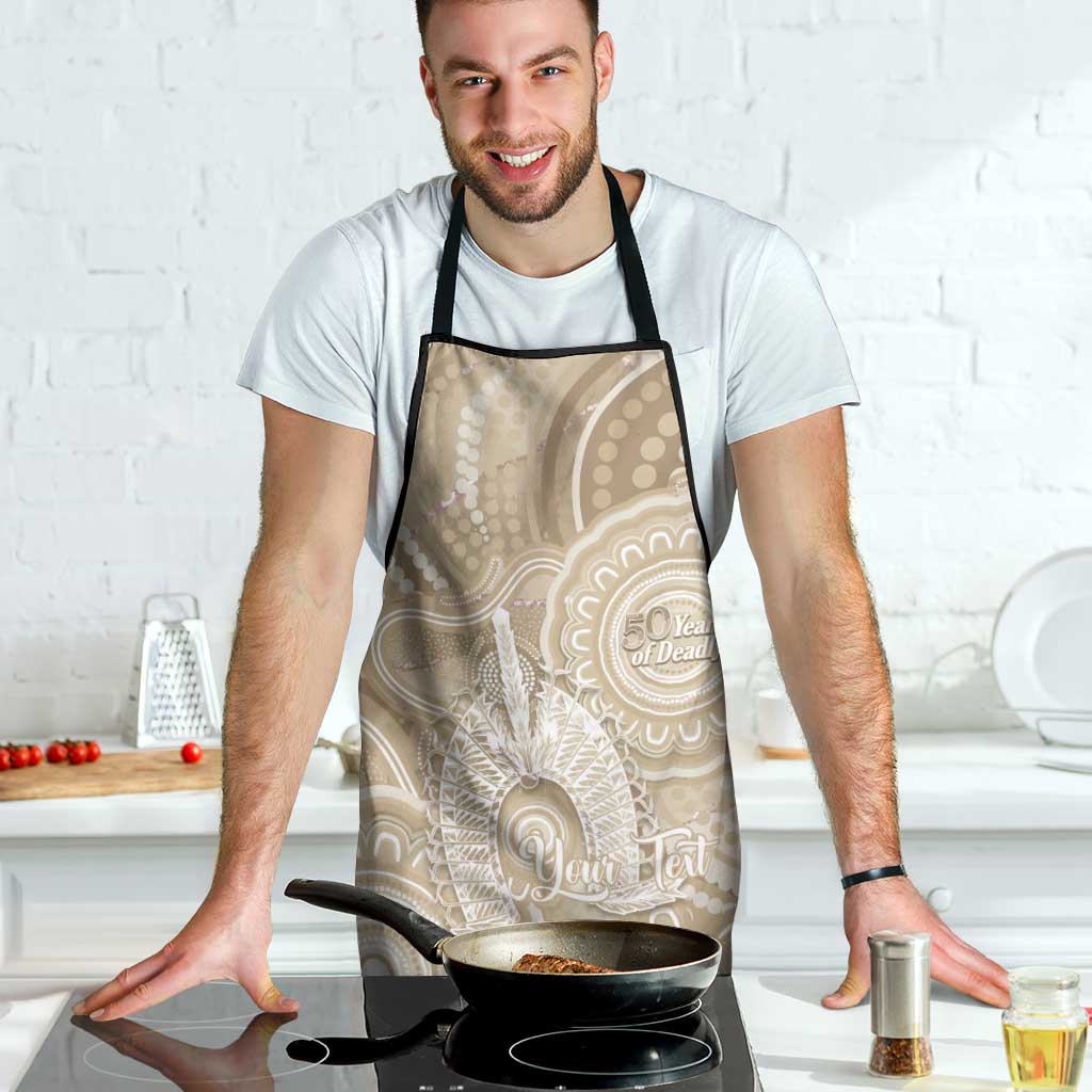 50 Years Deadly NAIDOC Week 2026 Personalised Apron Dhari Beige Indigenous Art