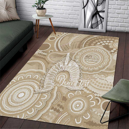 50 Years Deadly NAIDOC Week 2026 Personalised Area Rug Dhari Beige Indigenous Art
