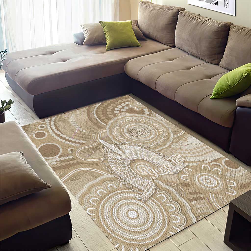50 Years Deadly NAIDOC Week 2026 Personalised Area Rug Dhari Beige Indigenous Art