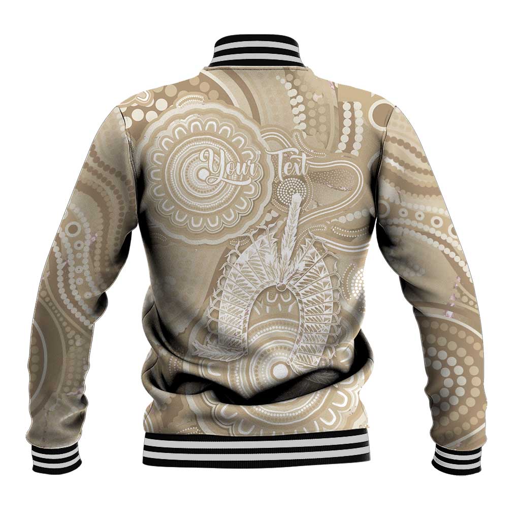 50 Years Deadly NAIDOC Week 2026 Personalised Baseball Jacket Dhari Beige Indigenous Art