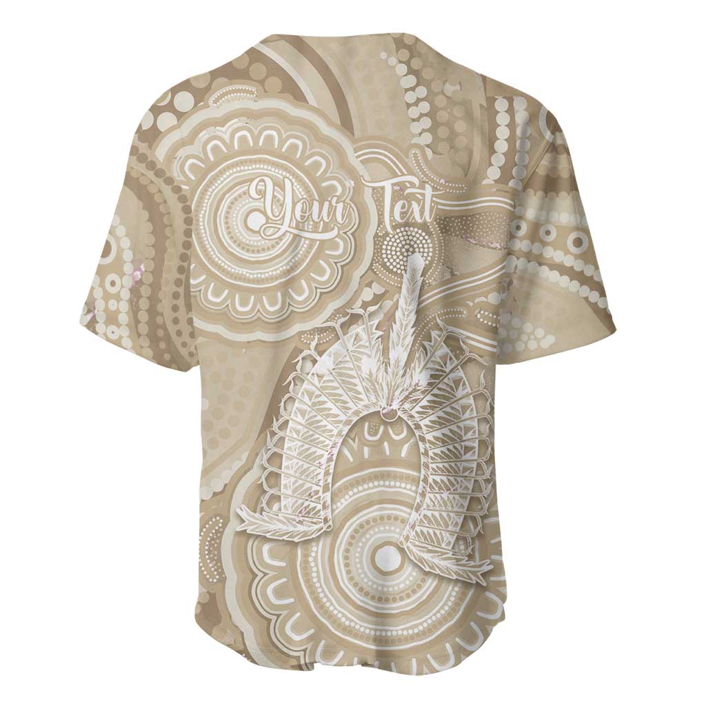 50 Years Deadly NAIDOC Week 2026 Personalised Baseball Jersey Dhari Beige Indigenous Art