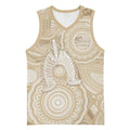 50 Years Deadly NAIDOC Week 2026 Personalised Basketball Jersey Dhari Beige Indigenous Art