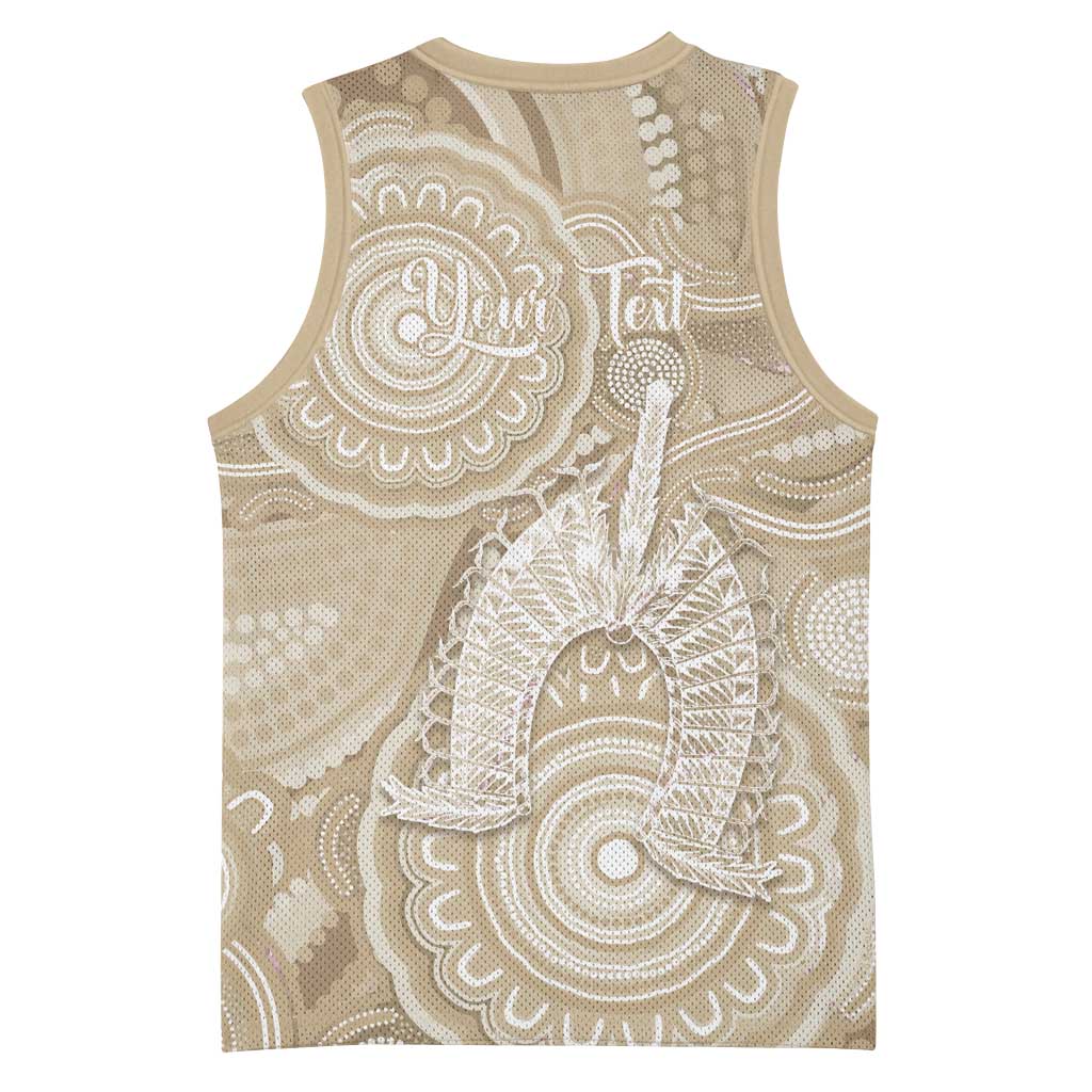 50 Years Deadly NAIDOC Week 2026 Personalised Basketball Jersey Dhari Beige Indigenous Art