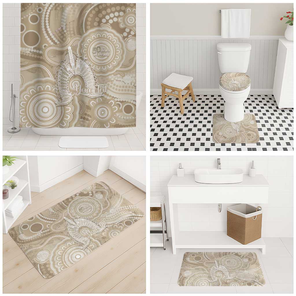 50 Years Deadly NAIDOC Week 2026 Personalised Bathroom Set Dhari Beige Indigenous Art