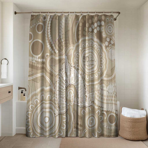 50 Years Deadly NAIDOC Week 2026 Personalised Bathroom Set Dhari Beige Indigenous Art