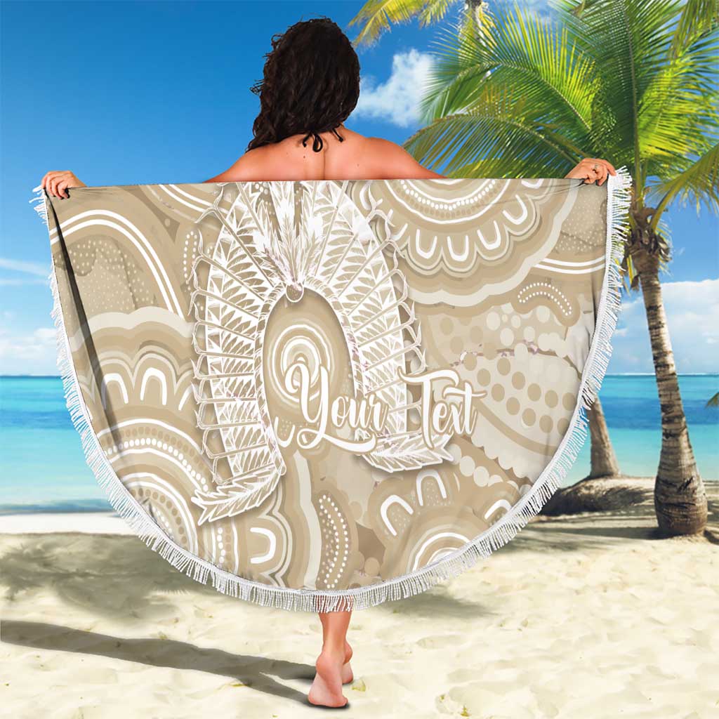 50 Years Deadly NAIDOC Week 2026 Personalised Beach Blanket Dhari Beige Indigenous Art
