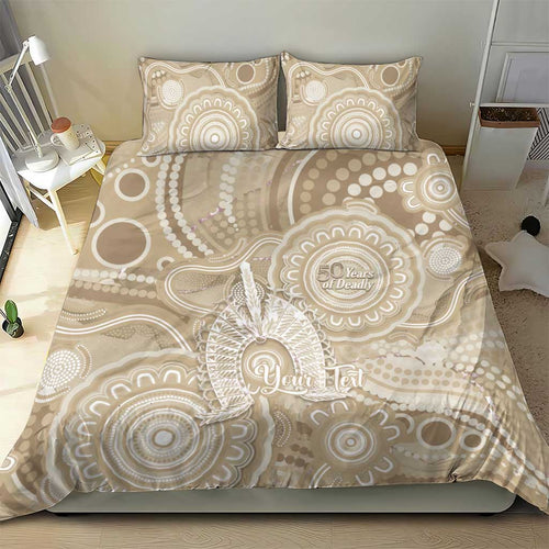 50 Years Deadly NAIDOC Week 2026 Personalised Bedding Set Dhari Beige Indigenous Art