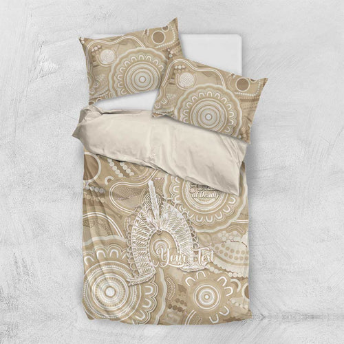 50 Years Deadly NAIDOC Week 2026 Personalised Bedding Set Dhari Beige Indigenous Art