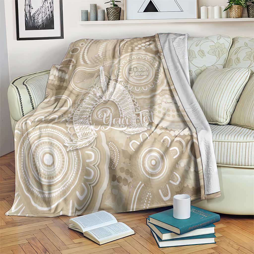 50 Years Deadly NAIDOC Week 2026 Personalised Blanket Dhari Beige Indigenous Art
