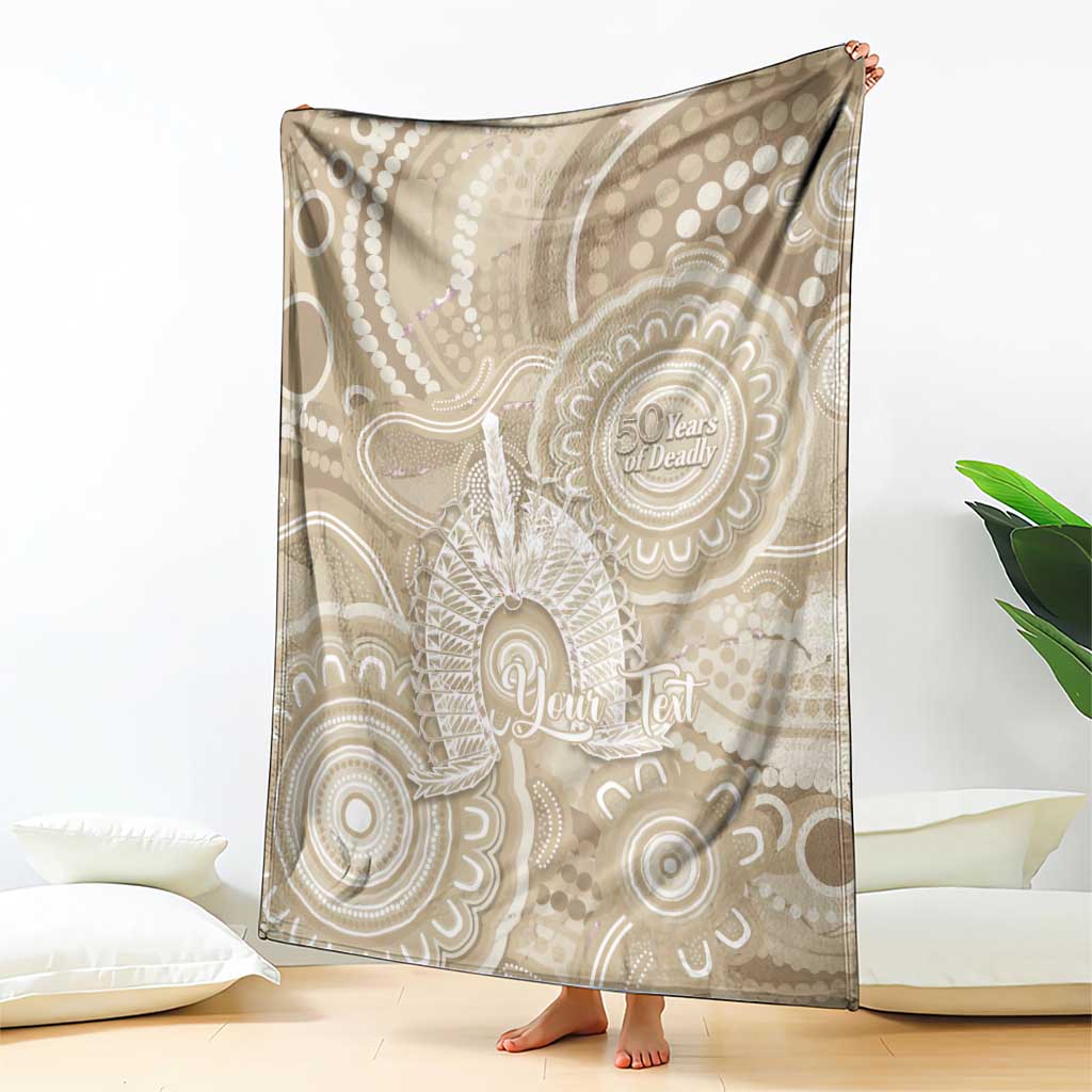 50 Years Deadly NAIDOC Week 2026 Personalised Blanket Dhari Beige Indigenous Art