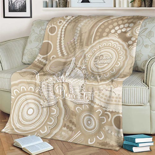 50 Years Deadly NAIDOC Week 2026 Personalised Blanket Dhari Beige Indigenous Art