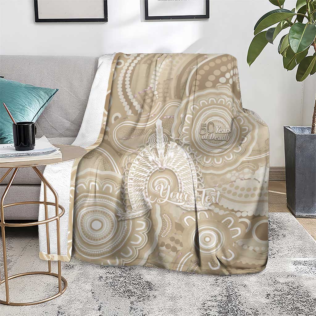 50 Years Deadly NAIDOC Week 2026 Personalised Blanket Dhari Beige Indigenous Art